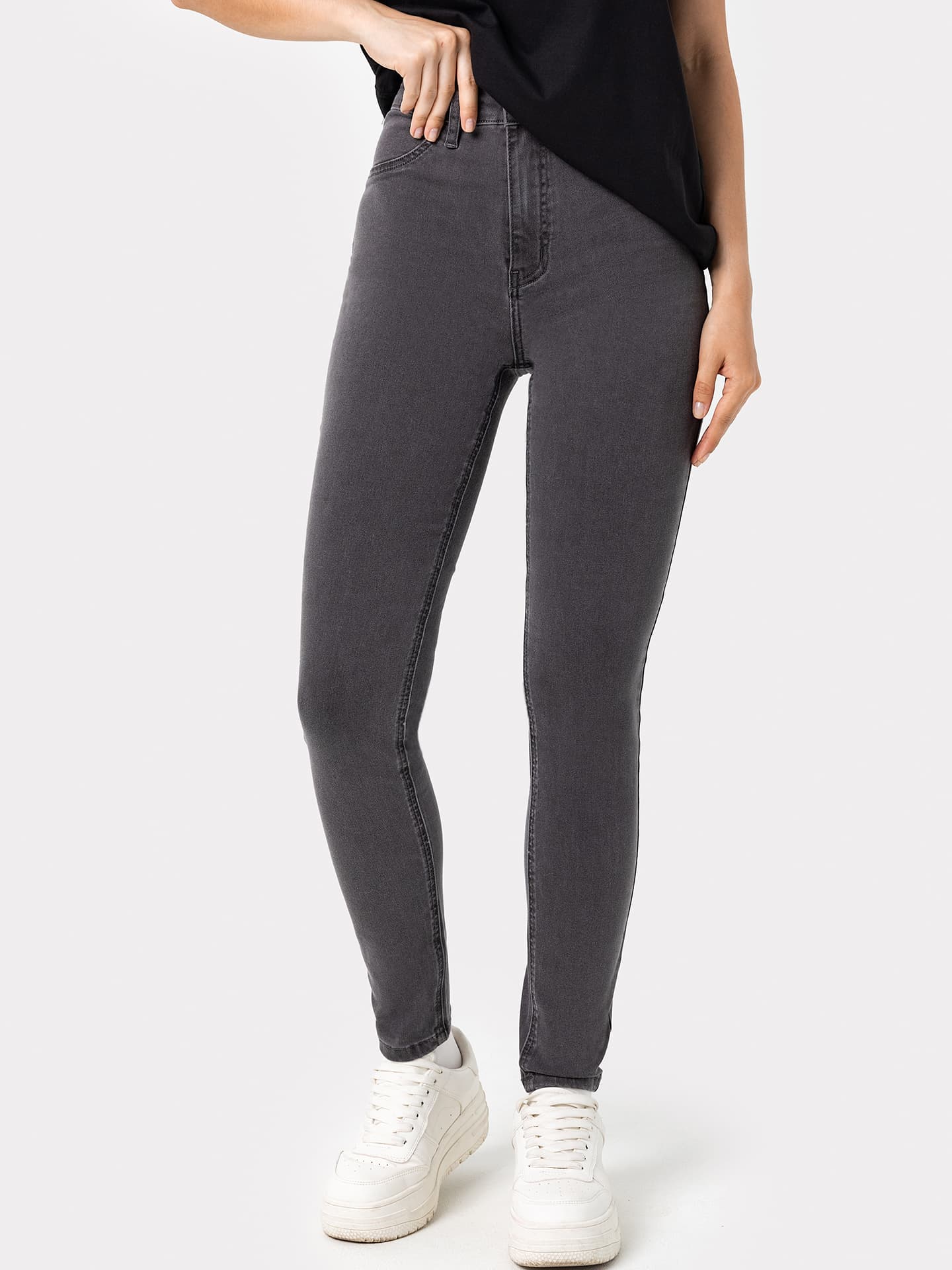 

Брюки женские джинсовые jeggins в сером оттенке, Серый, 2023-DTW801-2