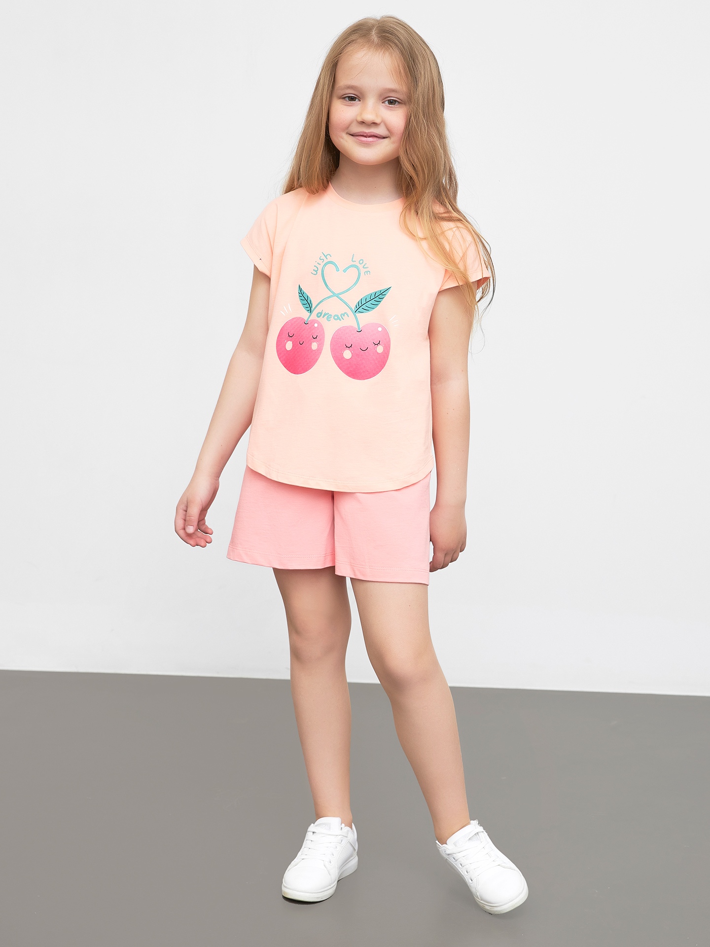 Хлопковый комплект для девочек (футболка и шорты мини)