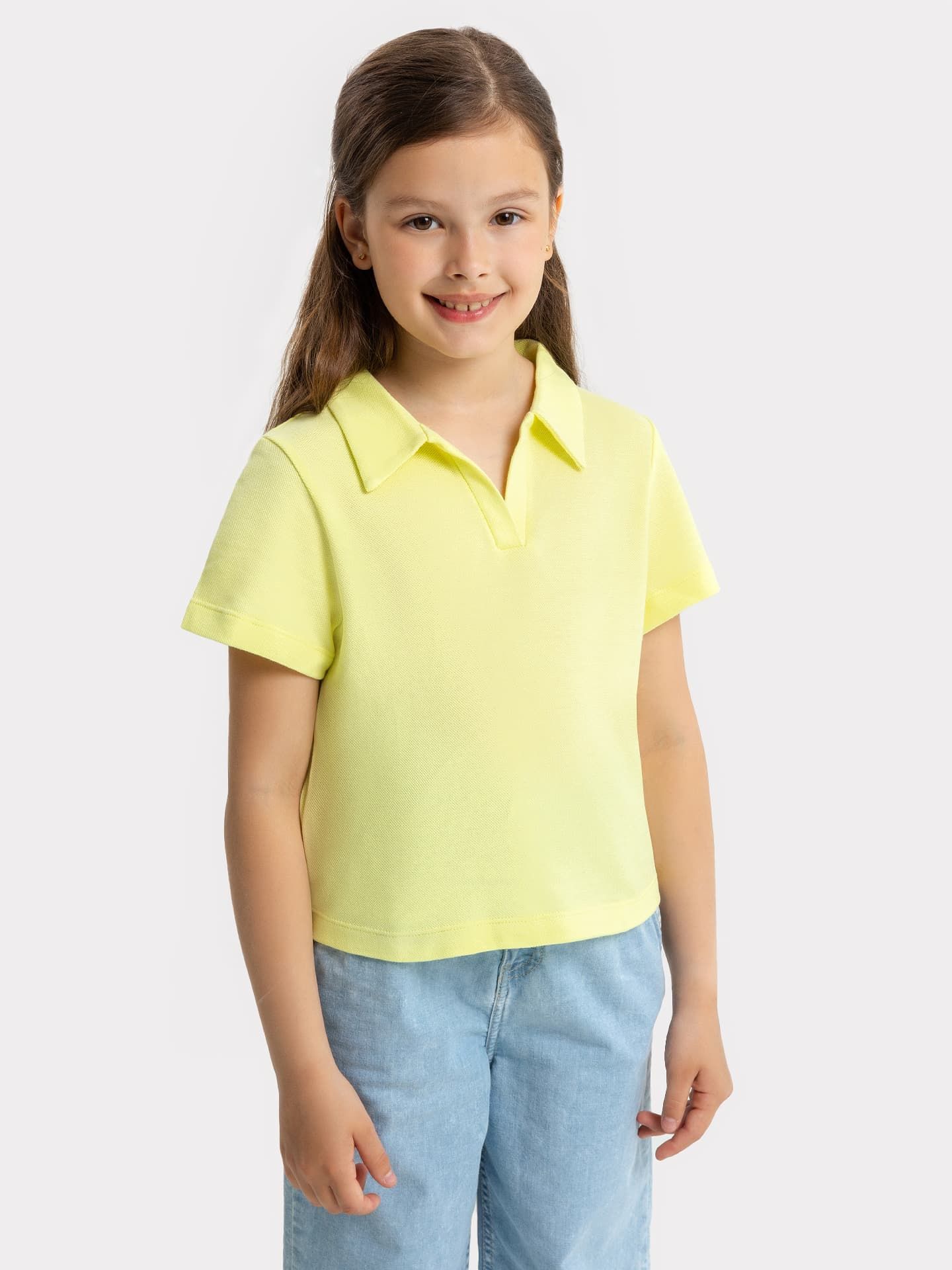 Джемпер с воротником в желтом цвете для девочек